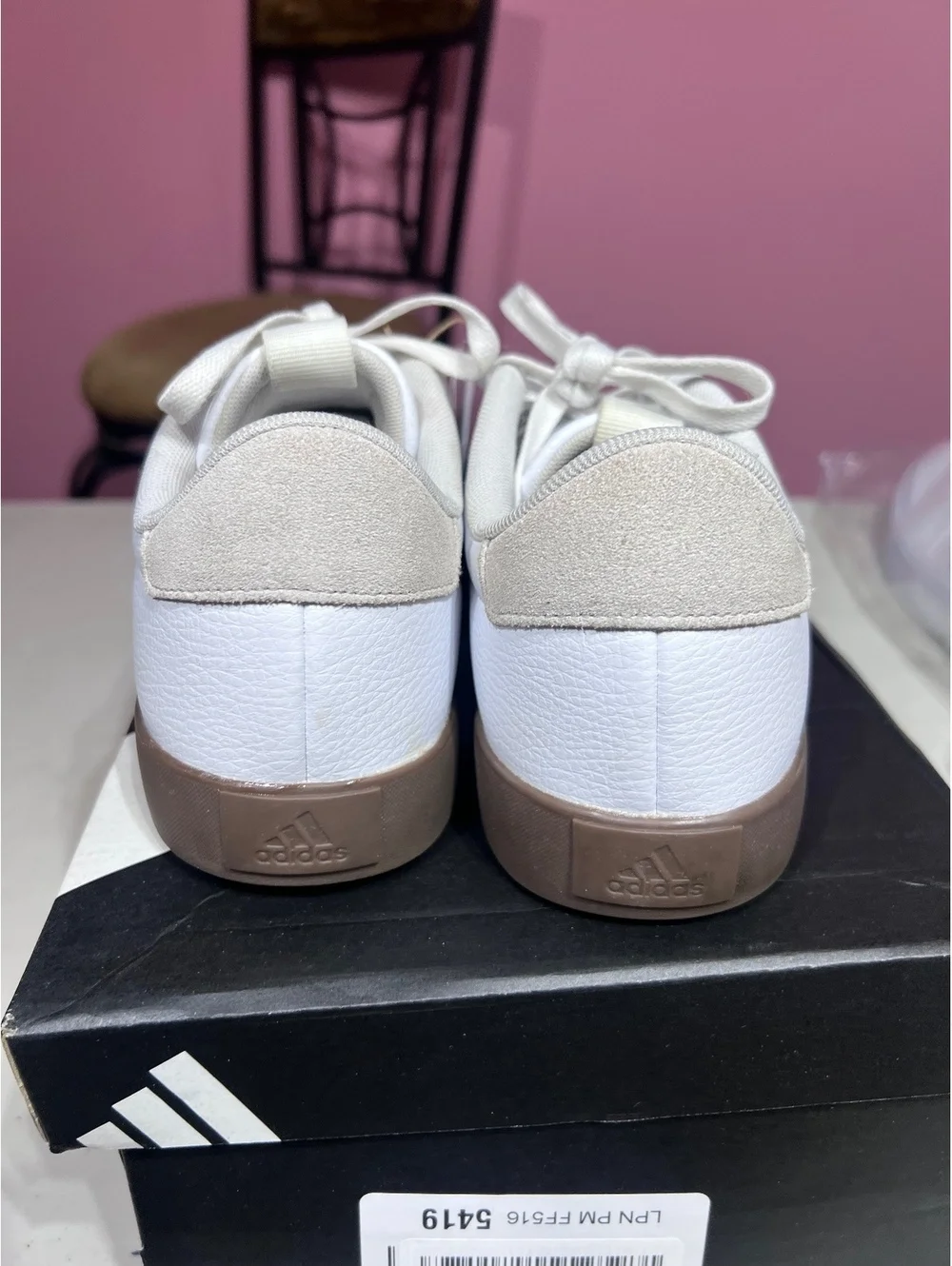 size 9 Adidas White and Black Classic Sneakers with Gum Sole
